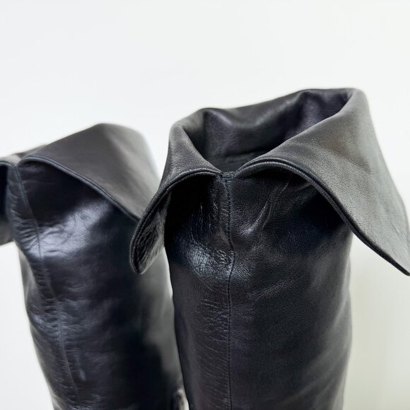 Tall Black Italian Leather Over the Knee Boots Size 37 - Picture 8 of 8